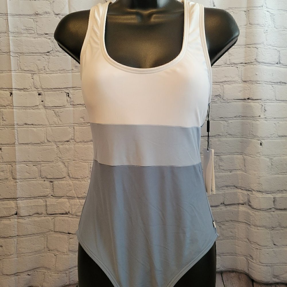 Calvin Klein Colorblocked Cross-Back One-Piece